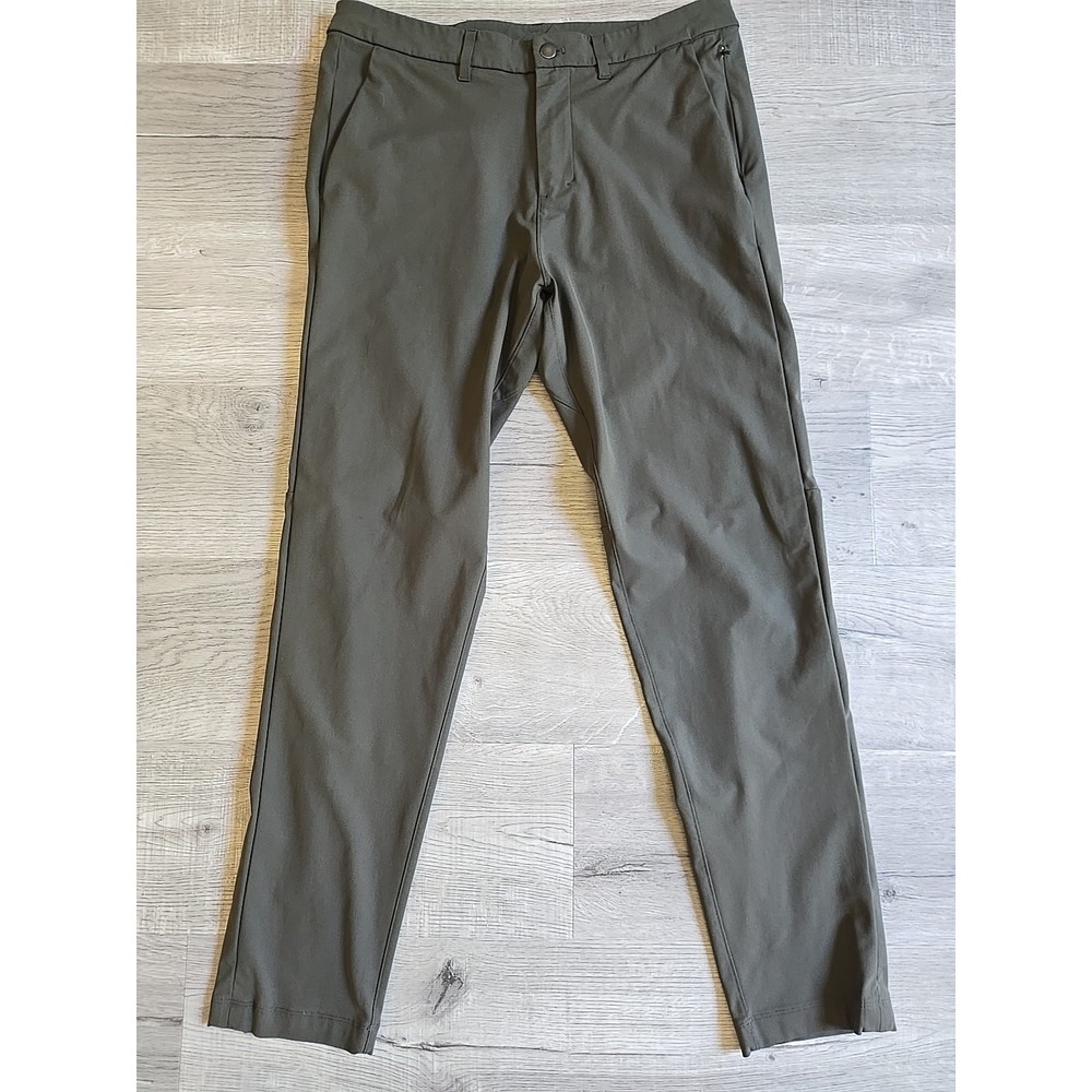 Lululemon Mens Commission Pants Size 34 Dark Olive Green Chino Pockets